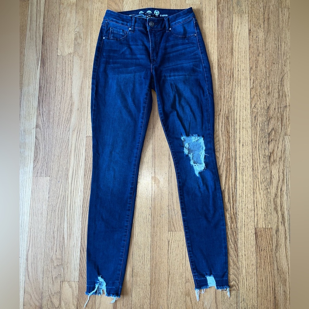 Rewash Dark Blue Distressed Skinny Jeans